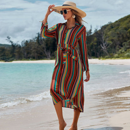 Beach Resort Long Skirt Bikini Outer Blouse