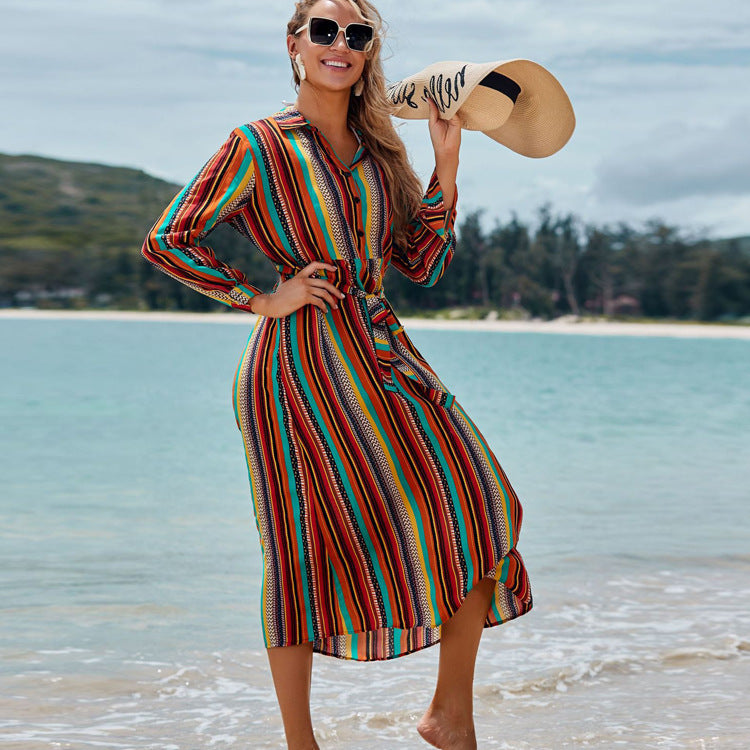 Beach Resort Long Skirt Bikini Outer Blouse