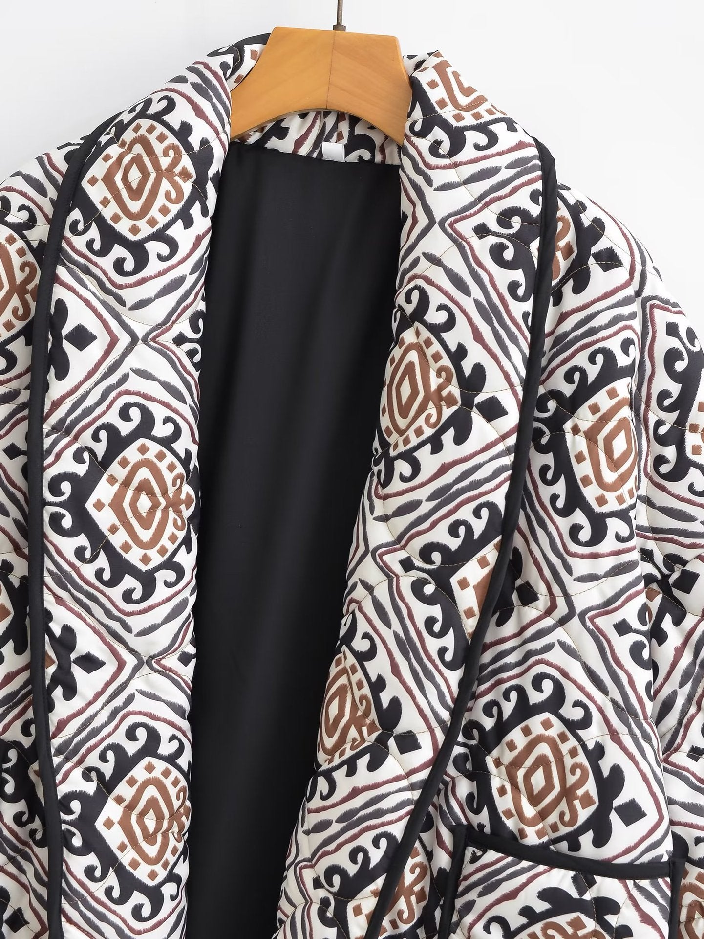 Pattern Print Cotton-padded Jacket Coat