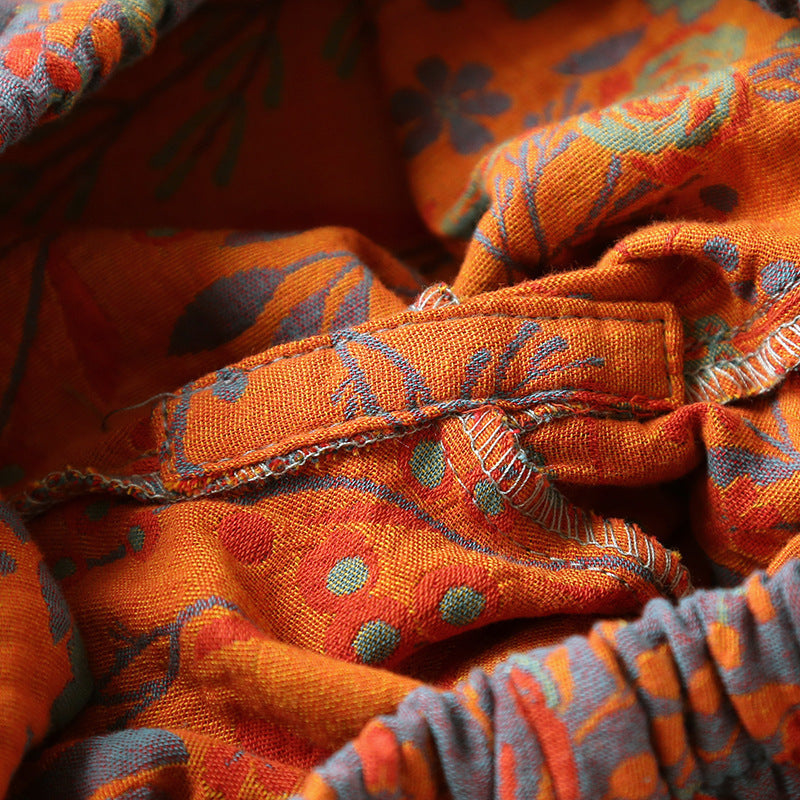 Cotton Yarn-dyed Jacquard Vintage Leaf Pajamas Suit Women