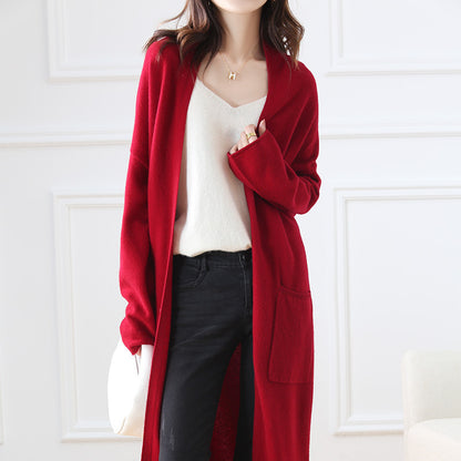 Stylish women's super long red