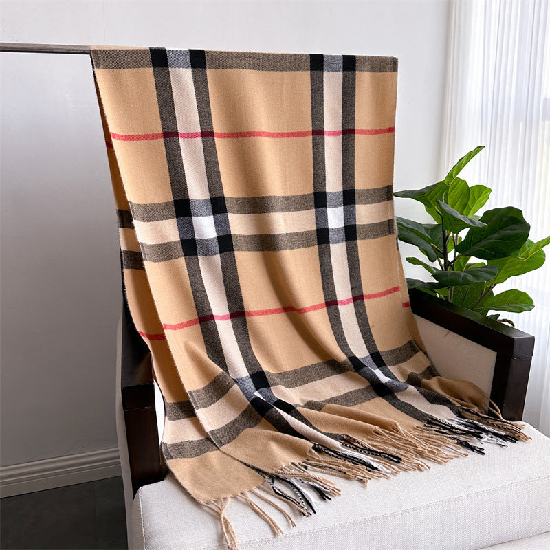 Cashmere-like Plaid Warm Shawl Scarf Unisex All-matching