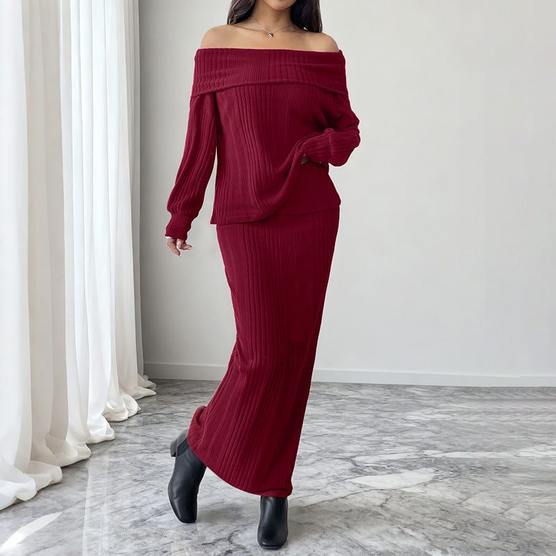 Off-shoulder Top Knitted Two-piece Women