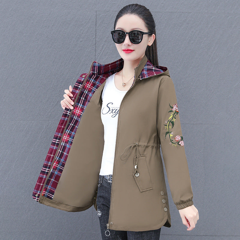 Women's Mid-length Hooded Detachable Trench Coat