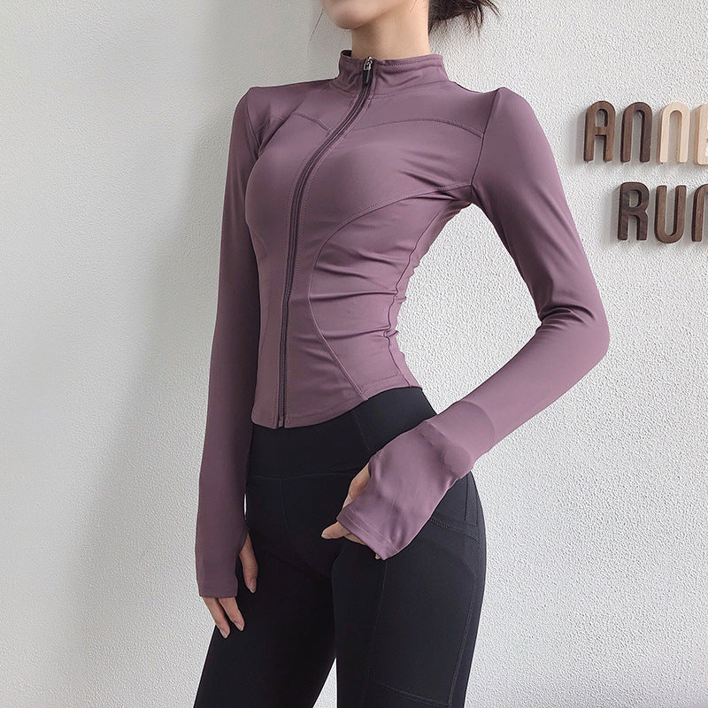 Long-sleeved Tight Jacket Workout Clothes Top Zipper Yoga Clothes