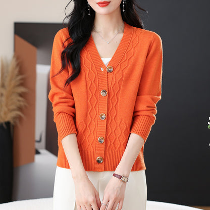 Spring And Autumn Outer Wear Cropped Sweater Coat Women