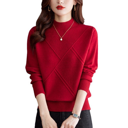 Autumn And Winter New Half Turtleneck Loose Inner Wear Sweater For Women