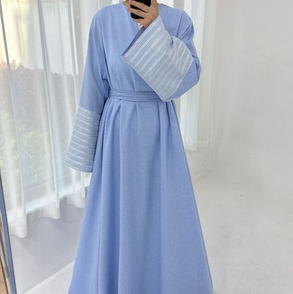 V-neck Embroidery DUBAI Turkish Elegant Dress