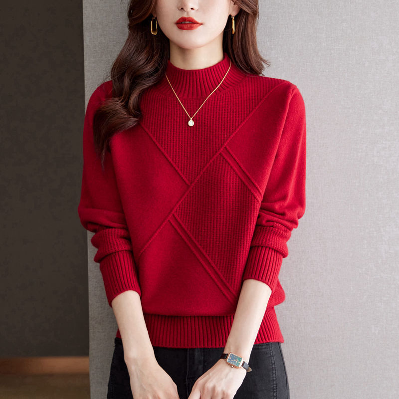 Autumn And Winter New Half Turtleneck Loose Inner Wear Sweater For Women