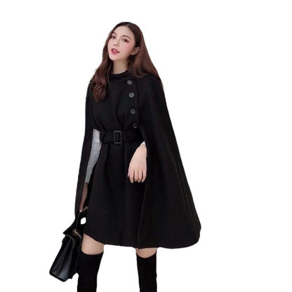 French Socialite Temperament Cape Shawl Woolen Coat