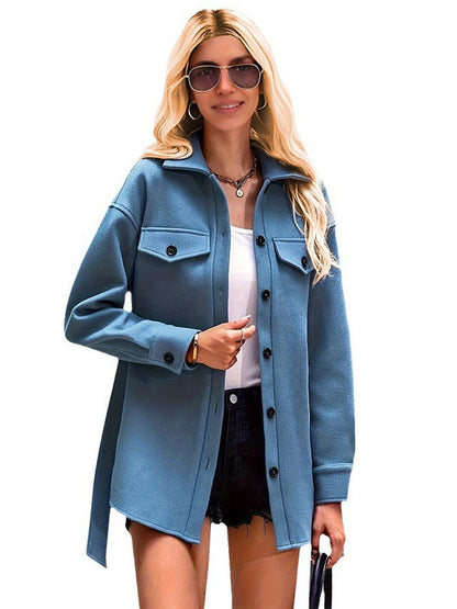 Fashion Pocket Lace Up Short Coat Women's Trench Coat