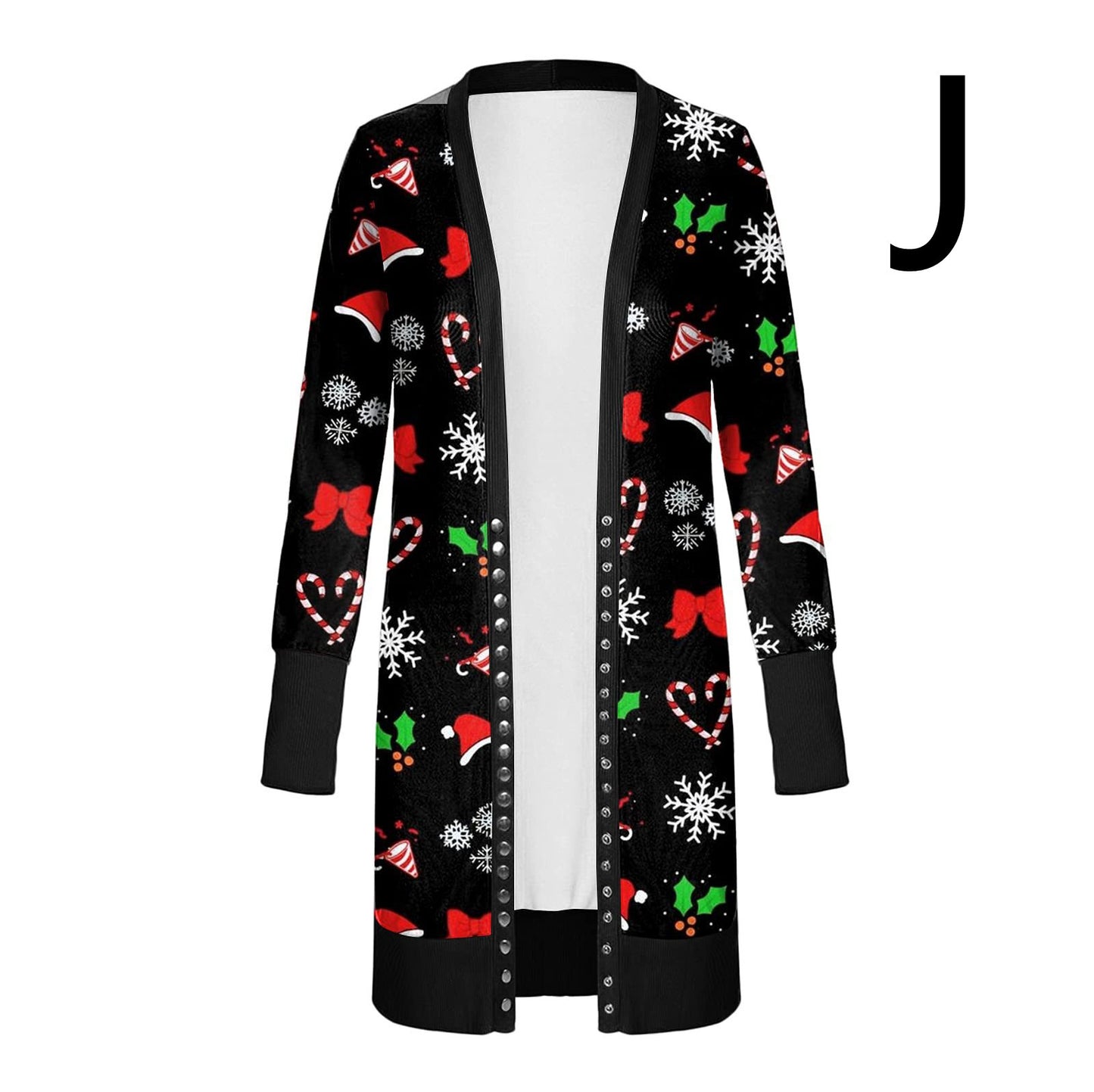 Christmas Print Fashion Long-sleeved Cardigan Women