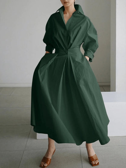 Long-sleeve Blouse Elastic Waist Swing Dress