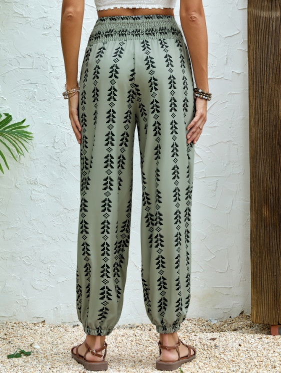 Ladies' Printed Adjustable Rope Geometric Graphic Printed Fashionable Pants