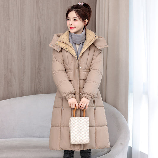 Waist-tight Mid-length Below The Knee Slimming Cotton Coat