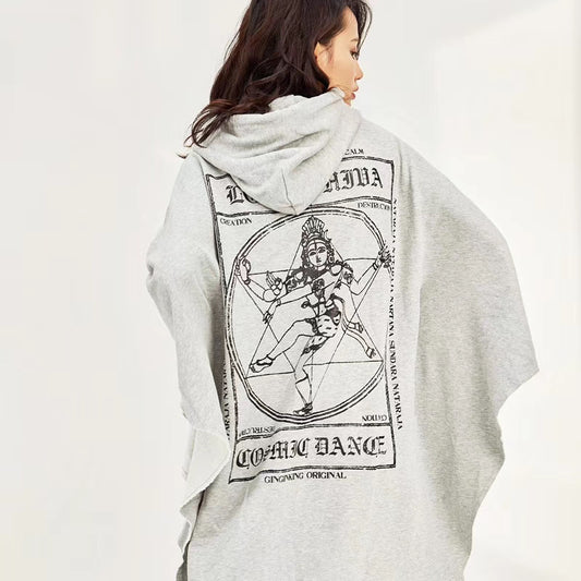 Ginginking Poncho Shiva Lady Print Cape