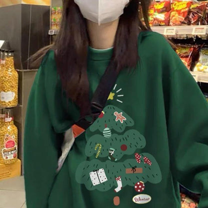 Christmas Tree Design Round-neck Pullover Leisure