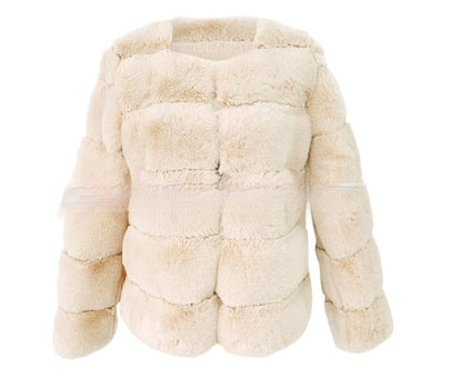 Women's Coat Fox Horizontal Stitching Artificial Fur
