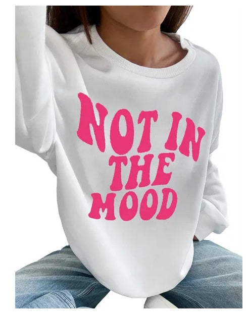 Women Basic Casual Pullover Spring Autumn Long Sleeve Letter Printed Round Neck