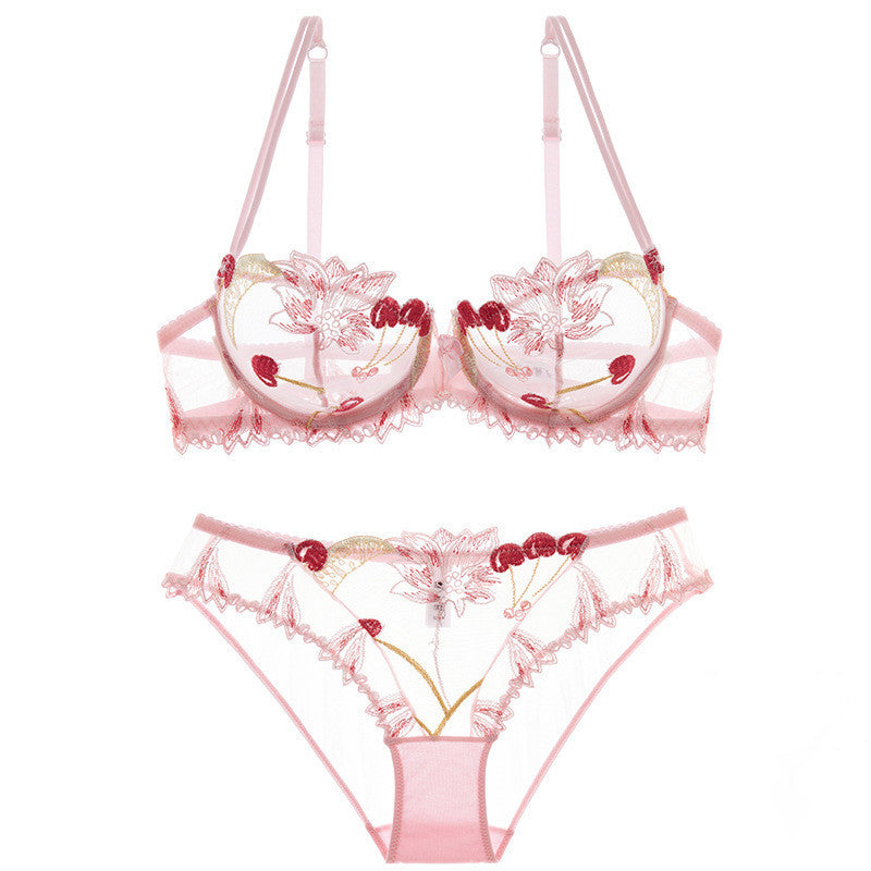 Underwear explosions transparent mesh embroidered bra bra set