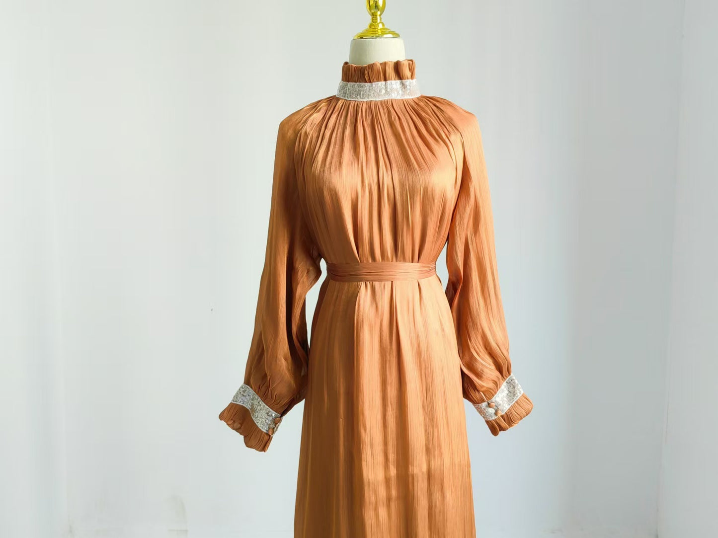 Turkey Dubai Exquisite Pure Color Tied Dress