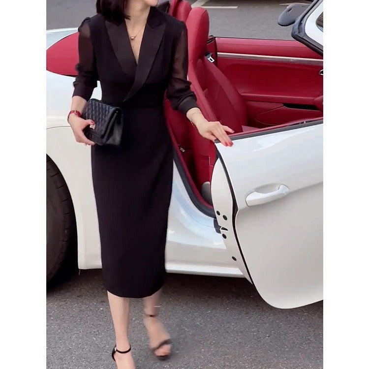 French Style Elegant Lady Hepburn Style Adult Lady Like Woman Young Black Dress