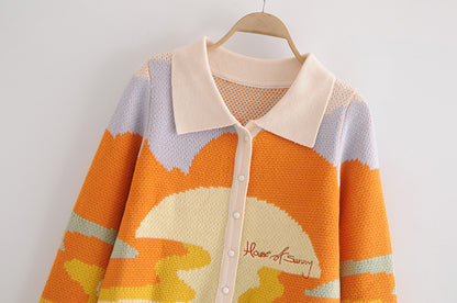 Retro sweater cardigan jacket women knitwear