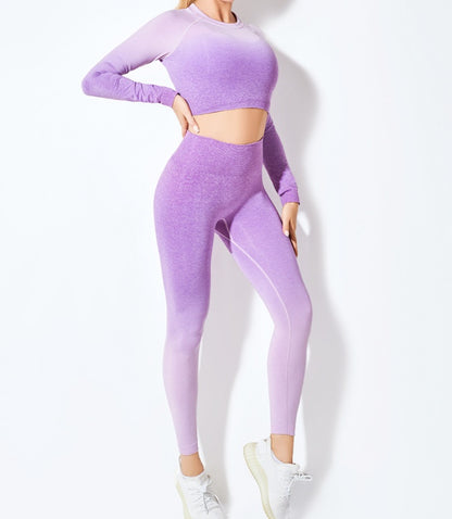 Yoga Wear Long Sleeve Suit Women Seamless Gradient Fitness Wear