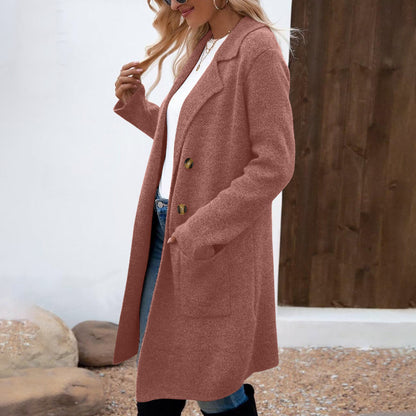 Women's Fashionable All-match Mid-length Woolen Coat Suit Jacket