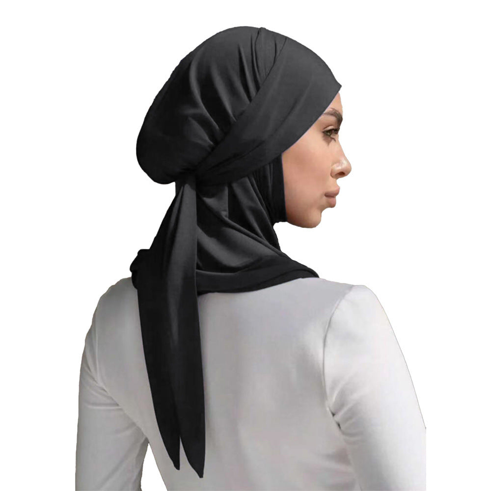 Solid Color Convenient Strap Headscarf Suit