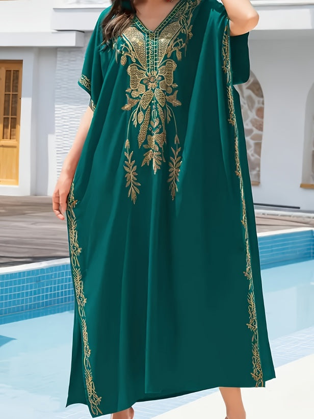 Embroidery Kaftan Dress