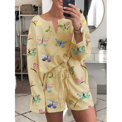 Women Casual Printed Pajamas And Home Wear Suits