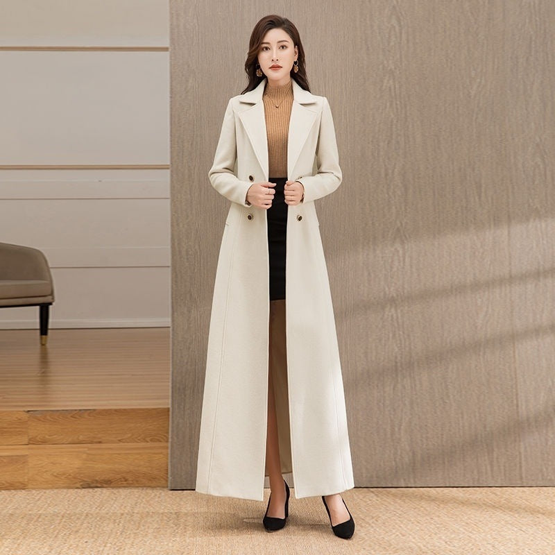 Woolen Double-breasted Elegant Cashmere Coat