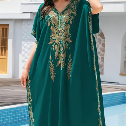 Embroidery Kaftan Dress