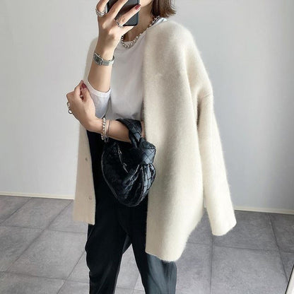 Women's Solid Color Wool-like Coat, Oversized Long Sleeve Button Up Trench For Fall Winter Casual Outwear