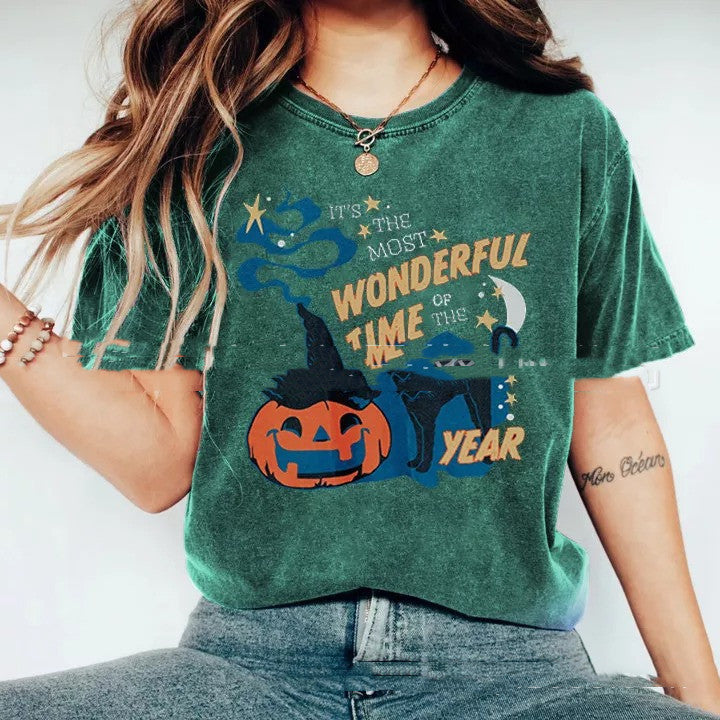 Halloween Printed Loose Round Neck Summer T-shirt