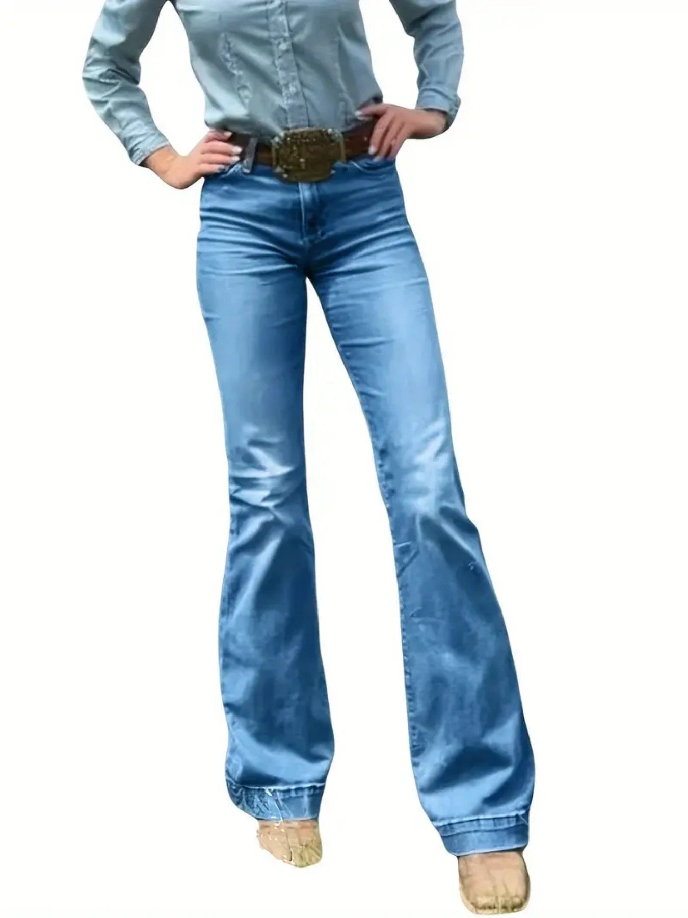 Women's High Waisted Distressed Washed Embroidered Stretch Micro Pull Jeans, Slim Fit Straight Leg Jeans, Suitable For Autumn And Winter Wear, Fashionable Women's Clothing