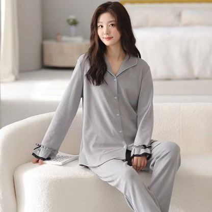 Women's Long-sleeved Trousers Cardigan Homewear Pajamas Suit