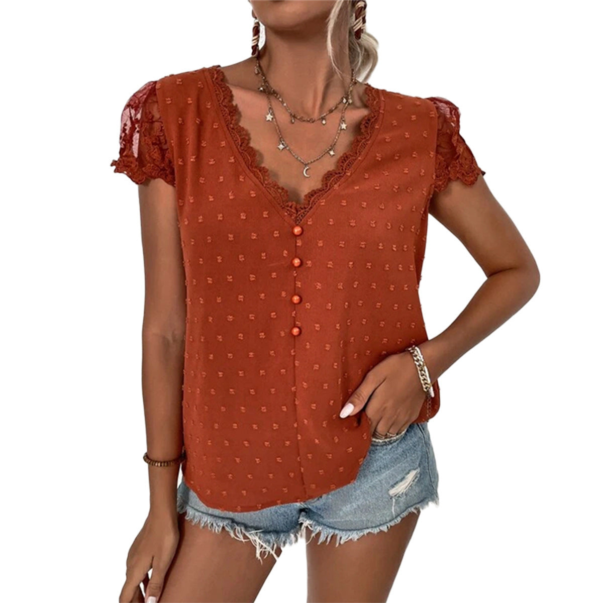 European And American Women's Clothing V-neck Shirt Women