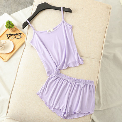 Vest sexy pajamas two piece set