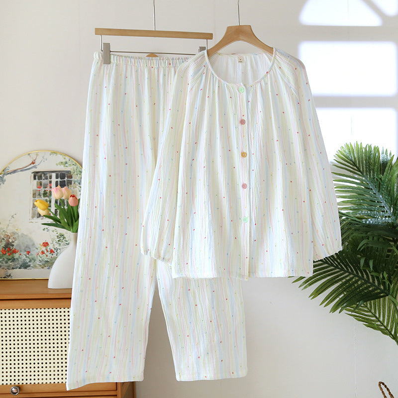 Cotton Yarn Sweet Cotton Candy Home Wear Long-sleeved Trousers Pajamas