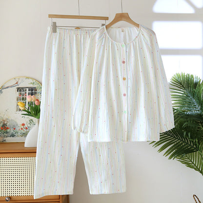Cotton Yarn Sweet Cotton Candy Home Wear Long-sleeved Trousers Pajamas