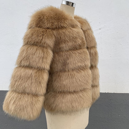 Slim Short Faux Fox Fur Coat