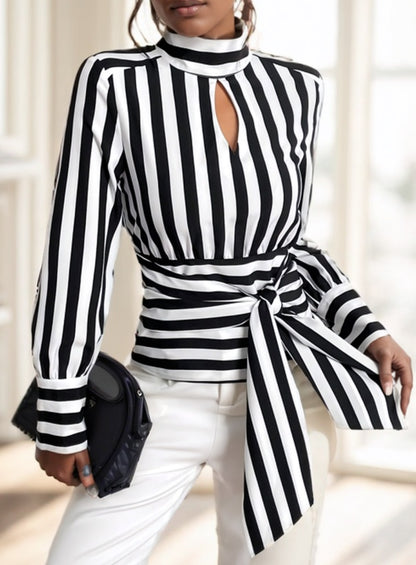 Ladies' Striped Long-sleeved Top