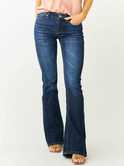 Ladies Mid Waist Slim-fit Stretch Flared Jeans