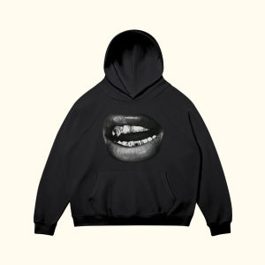 Retro Casual Simple Lip Printings Hoodie For Women