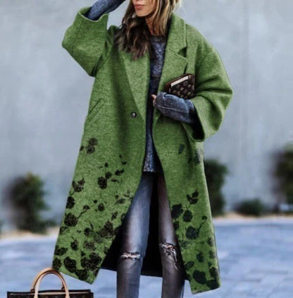 Women's Printed Dragon And Phoenix Woolen Coat