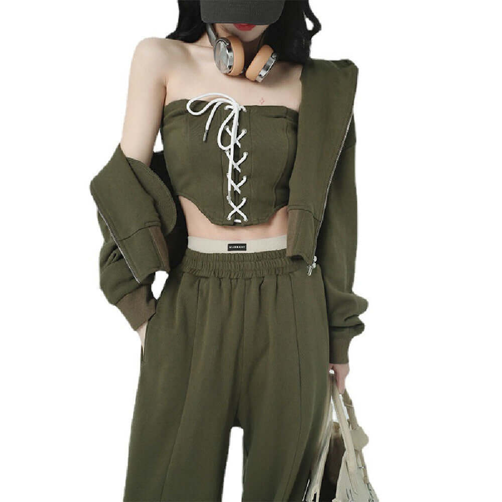 Women's Coat Hoodie Pant Suit