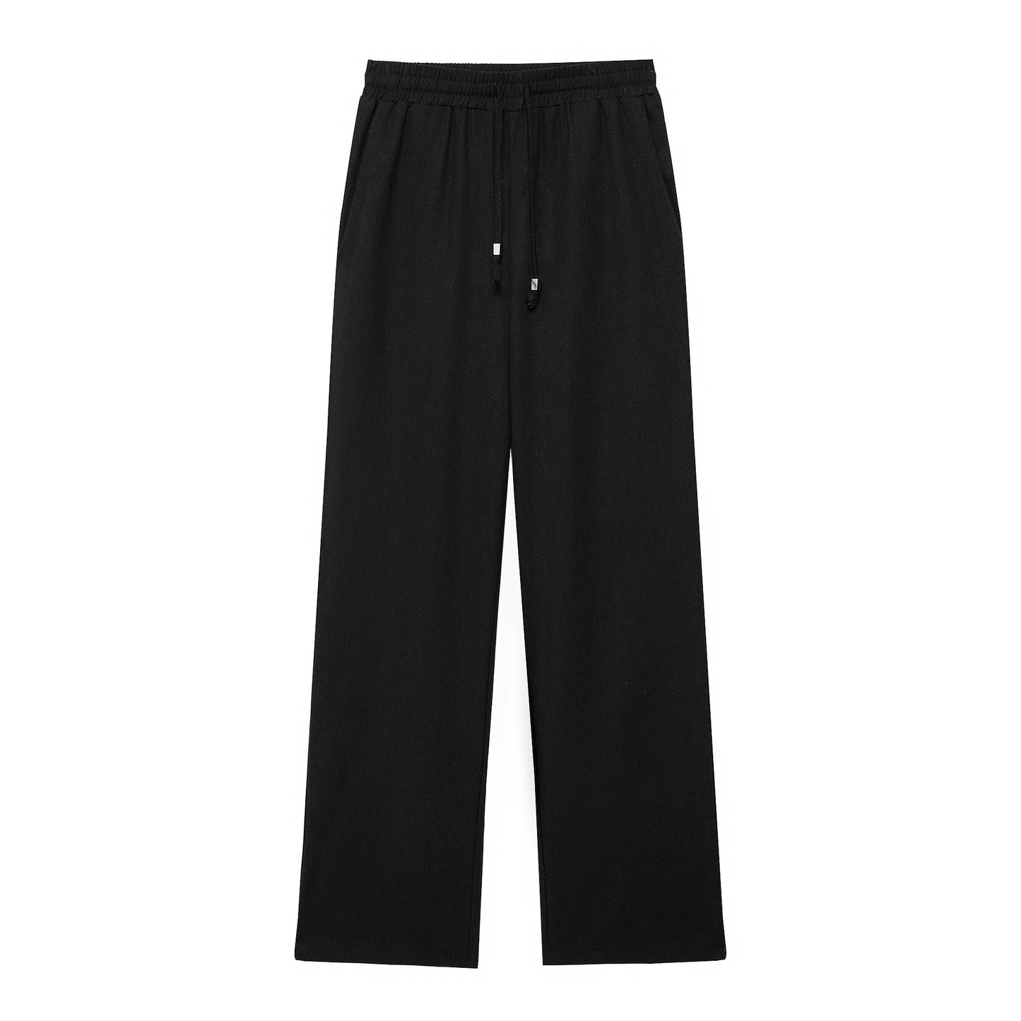 New Fashion Elastic Waist Pure Color Tied Comfort And Casual Straight-leg Pants