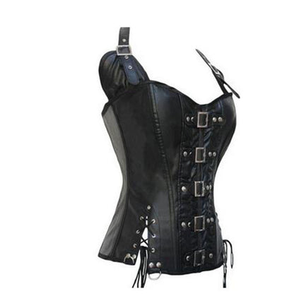 Punk PU corset leather halter corset